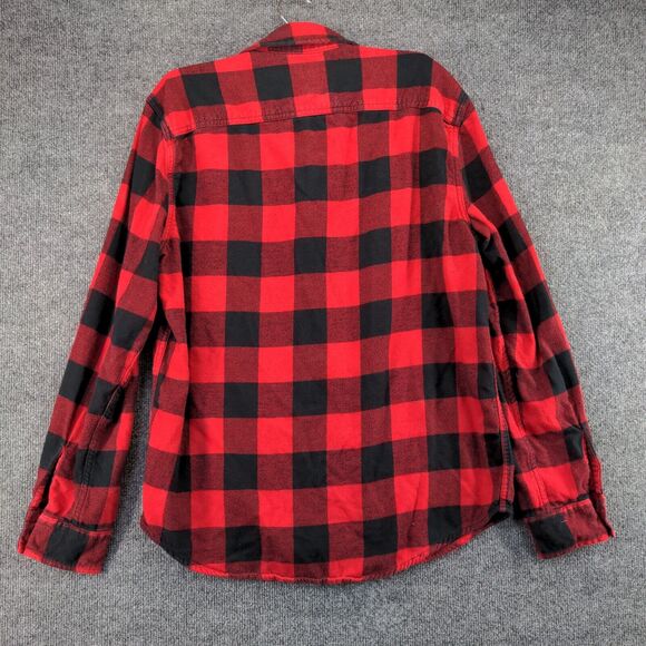 American Eagle Men's Button Up Shirt Red Checkered Large Long Sleeve Cotton - Picture 5 of 12